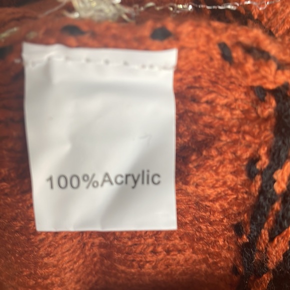 Angashion Womens Sweater - Orange With Stripes - Picture 5 of 7